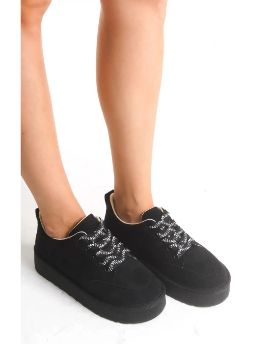 Nora Günlük Bağcıklı Kalın Taban Süet Ayakkabı