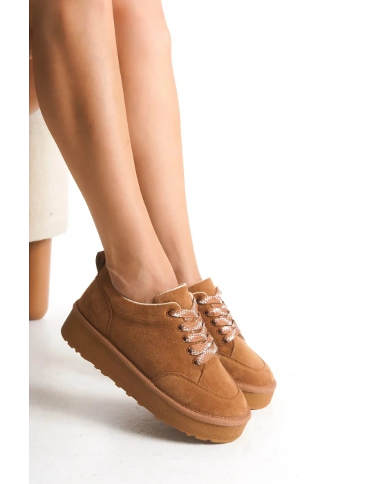 Nora Günlük Bağcıklı Kalın Taban Süet Ayakkabı