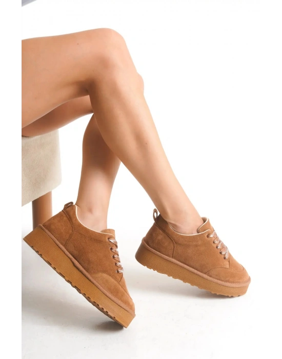 Nora Günlük Bağcıklı Kalın Taban Süet Ayakkabı