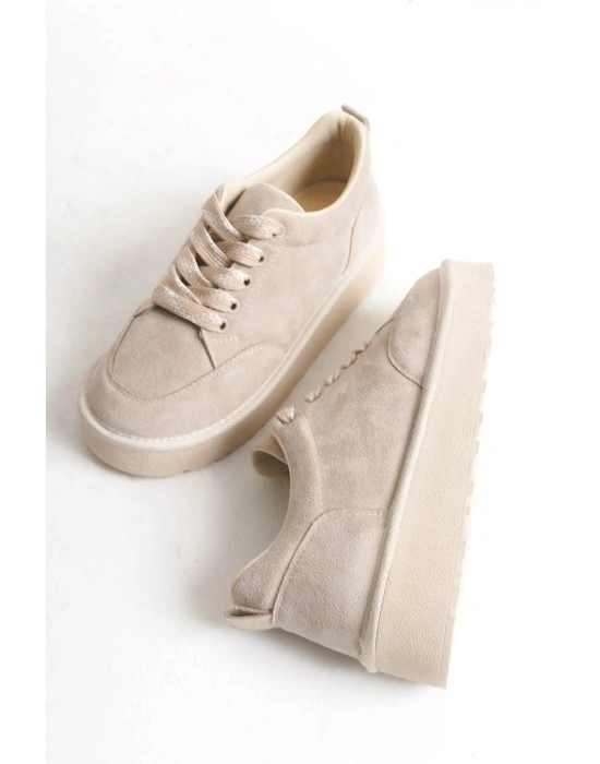 Nora Günlük Bağcıklı Kalın Taban Süet Ayakkabı