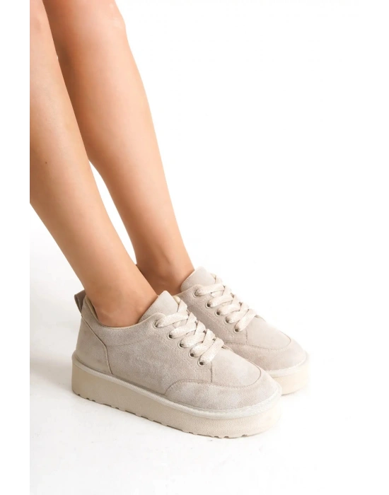 Nora Günlük Bağcıklı Kalın Taban Süet Ayakkabı