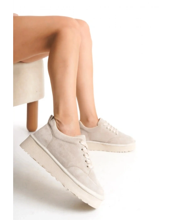 Nora Günlük Bağcıklı Kalın Taban Süet Ayakkabı