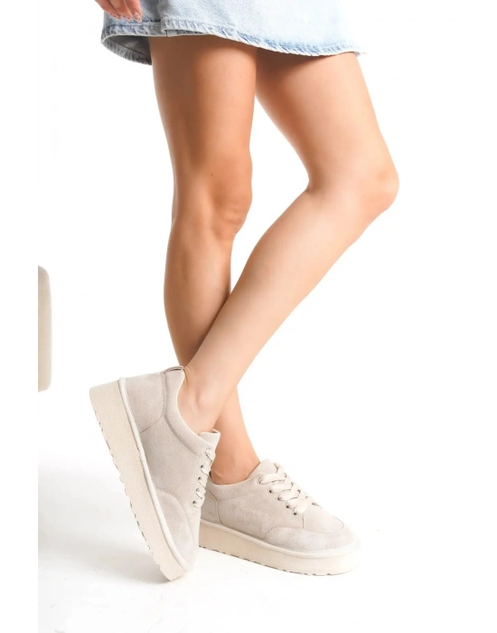 Nora Günlük Bağcıklı Kalın Taban Süet Ayakkabı