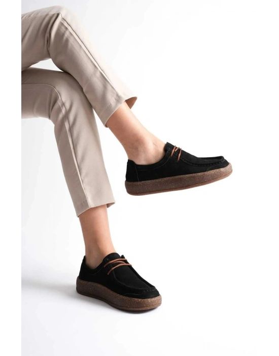 Vita Hakiki Deri Nubuk Comfort Taban Bağcıklı Günlük Ayakkabı Elde Yapım