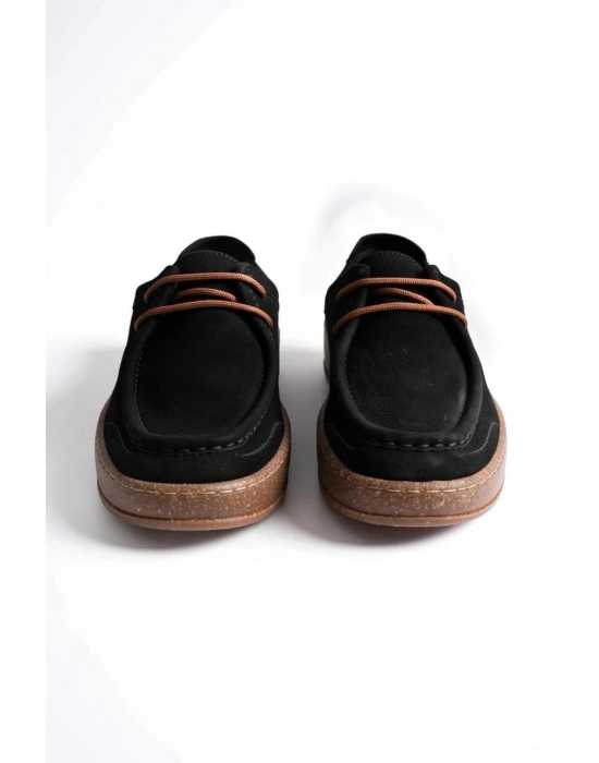 Vita Hakiki Deri Nubuk Comfort Taban Bağcıklı Günlük Ayakkabı Elde Yapım