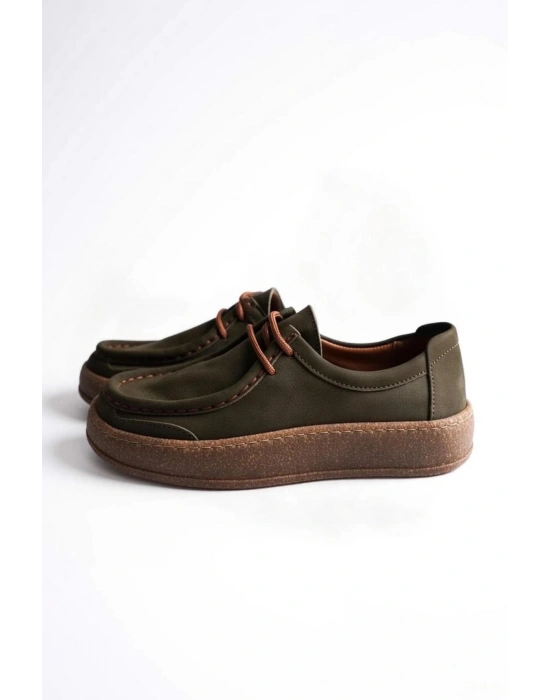 Vita Hakiki Deri Nubuk Comfort Taban Bağcıklı Günlük Kadın Ayakkabı Elde Yapım