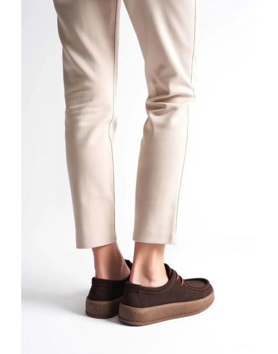 Vita Hakiki Deri Nubuk Comfort Taban Bağcıklı Günlük Ayakkabı Elde Yapım