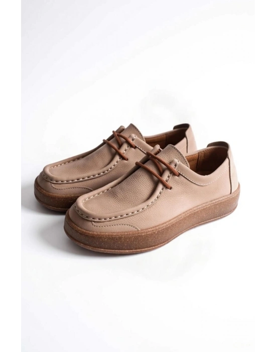 Vita Hakiki Deri Nubuk Comfort Taban Bağcıklı Günlük Ayakkabı Elde Yapım