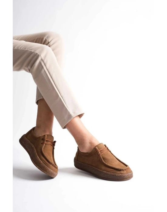 Vita Hakiki Deri Nubuk Comfort Taban Bağcıklı Günlük Ayakkabı Elde Yapım