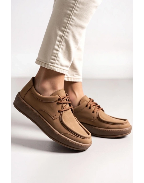 Vita Hakiki Deri Nubuk Comfort Taban Bağcıklı Günlük Ayakkabı Elde Yapım