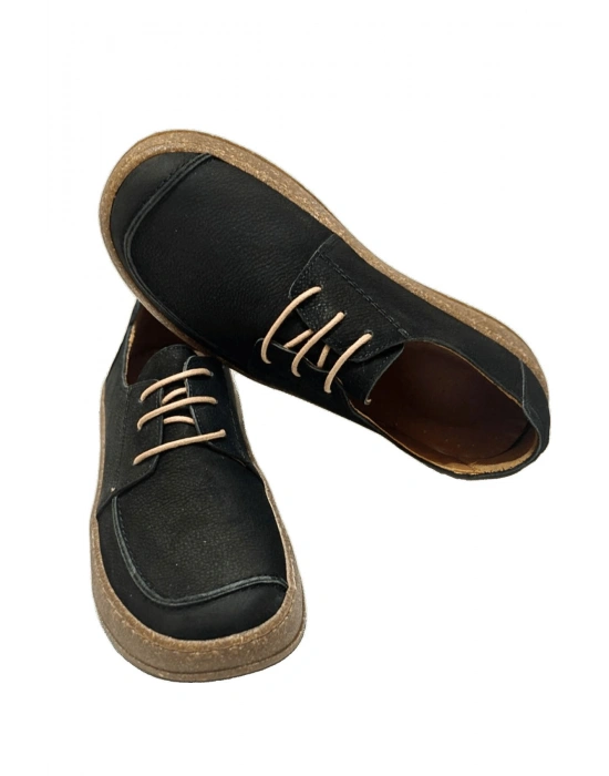 Dora Hakiki Deri Nubuk Comfort Taban Bağcıklı Günlük Kadın Ayakkabı Elde Yapım