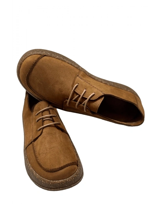 Dora Hakiki Deri Nubuk Comfort Taban Bağcıklı Günlük Kadın Ayakkabı Elde Yapım