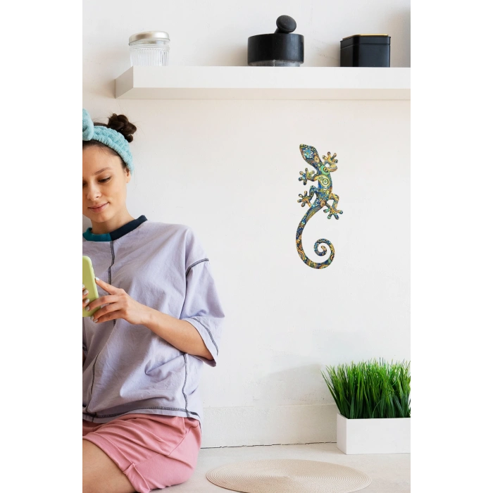 Gekko 3 Boyutlu Dekoratif Reçine Salon Balkon Dış Duvar Süsü Hediye Uğur Getirsin