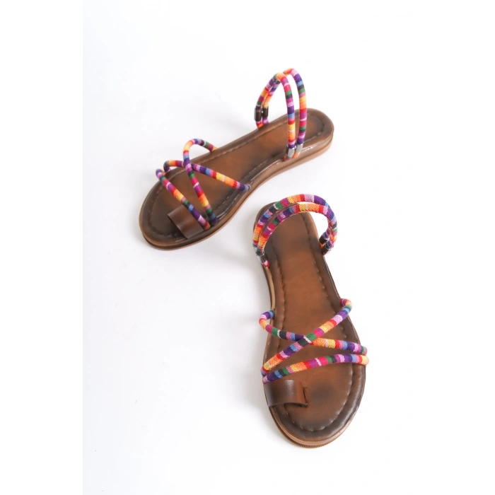 Karla Çok Renkli Zarif Bodrum Sandalet