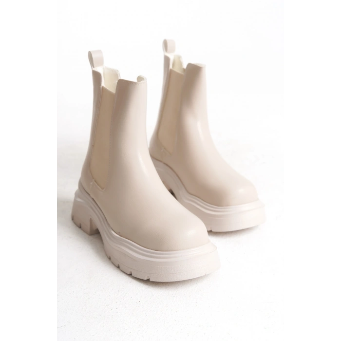 Kadın Yandan Lastikli Günlük Hafif Bot Kalın Taban