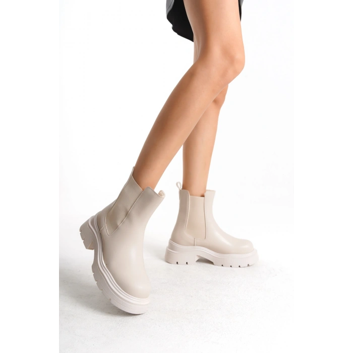 Kadın Yandan Lastikli Günlük Hafif Bot Kalın Taban