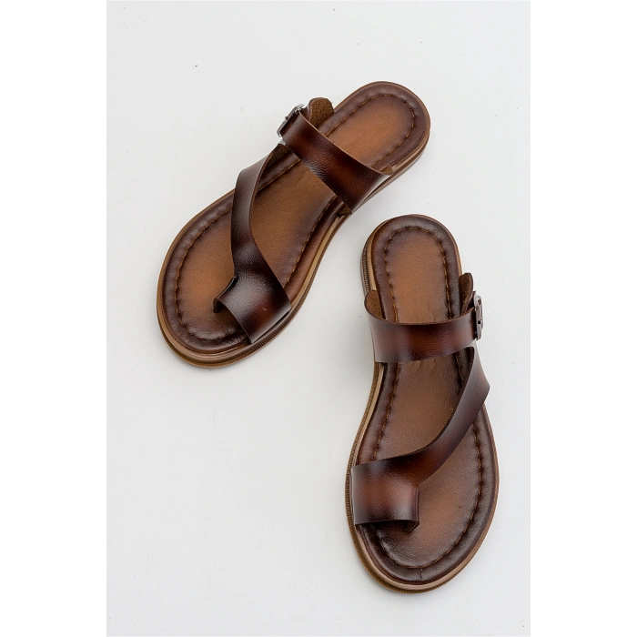 Simya Deri Detaylı Rahat Terlik