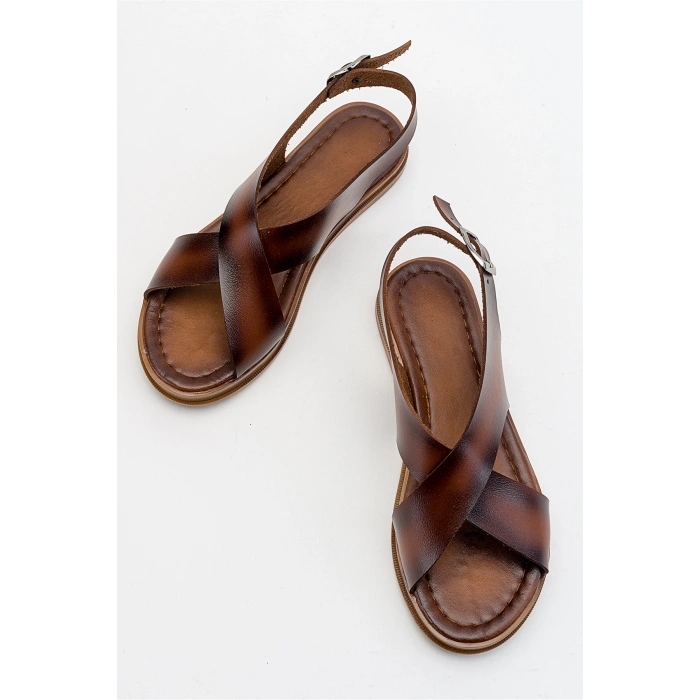 Saver Düz Çapraz Bant Bodrum Sandalet