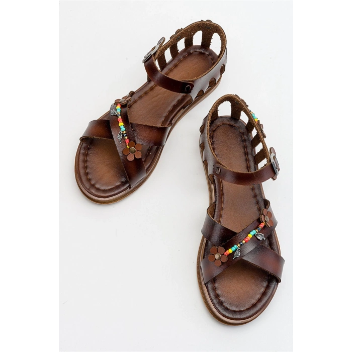 Sia Kafesli Boncuklu Bodrum Sandalet