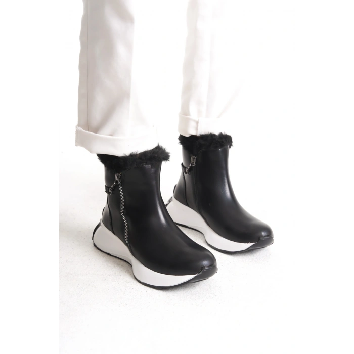 Yukon Kadın Kar Botu Fermuarlı Esnek Taban Içi Tüylü