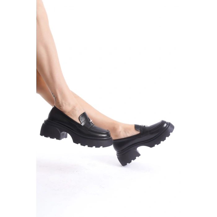 Monisa Kadın Kalın Taban Loafer Makosen Günlük Ayakkabı