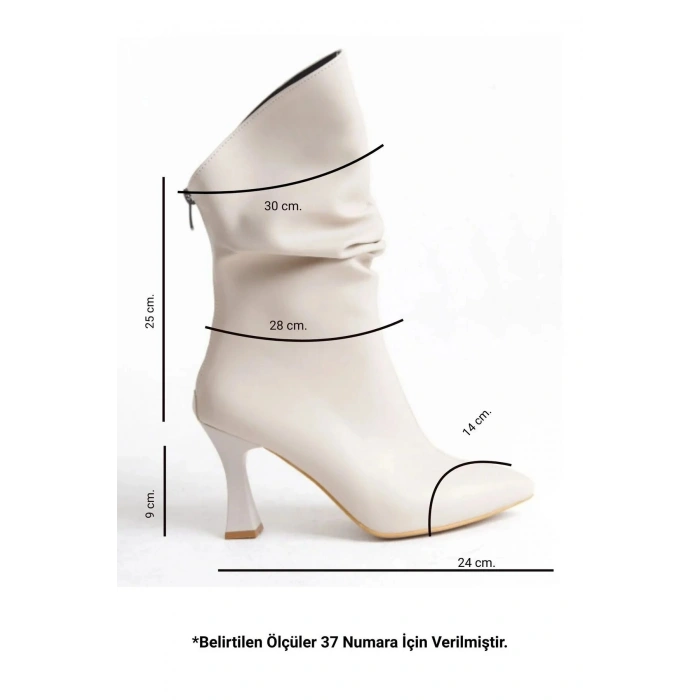 Marta Sivri Burun Körüklü Arkadan Fermuarlı Kadeh Topuklu Çizme