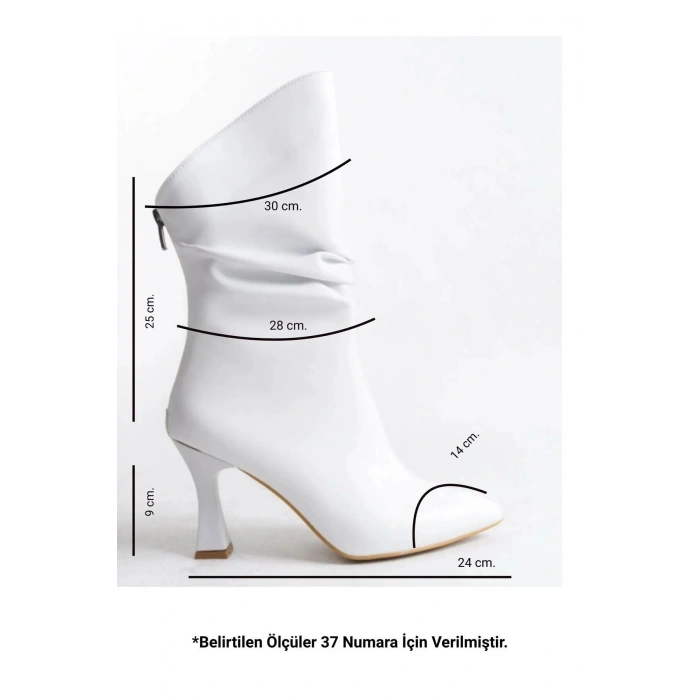Marta Sivri Burun Körüklü Arkadan Fermuarlı Kadeh Topuklu Çizme