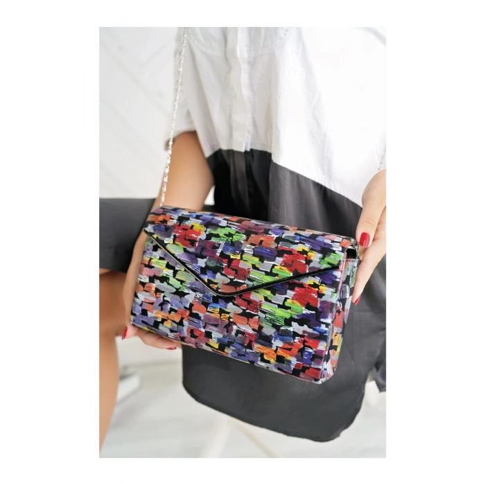 Zincir Askılı Renkli Şık İtalyan Portföy Çanta