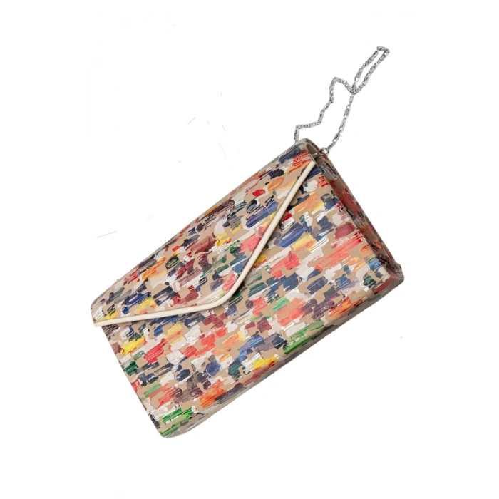 Zincir Askılı Renkli Şık İtalyan Portföy Çanta