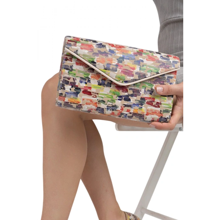 Zincir Askılı Renkli Şık İtalyan Portföy Çanta