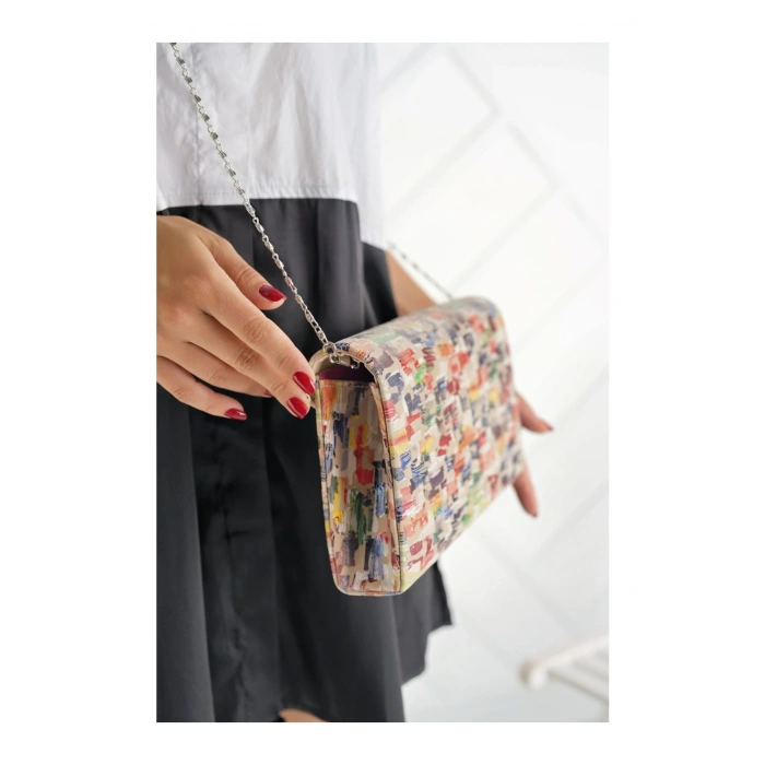 Zincir Askılı Renkli Şık İtalyan Portföy Çanta