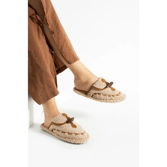 Nelly Düğmeli Detaylı Havlu Kadın Ev Terliği