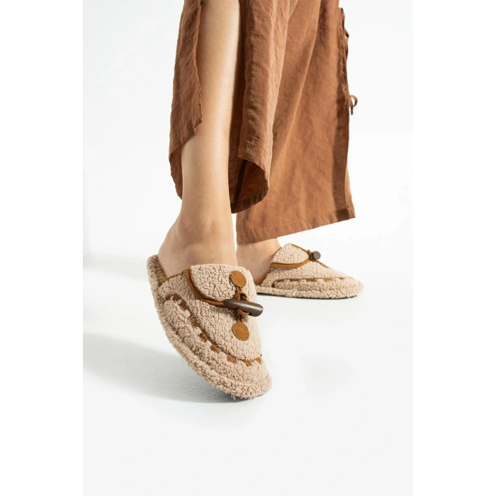 Nelly Düğmeli Detaylı Havlu Kadın Ev Terliği