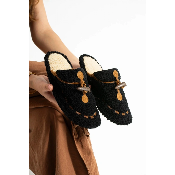 Nelly Düğmeli Detaylı Havlu Kadın Ev Terliği