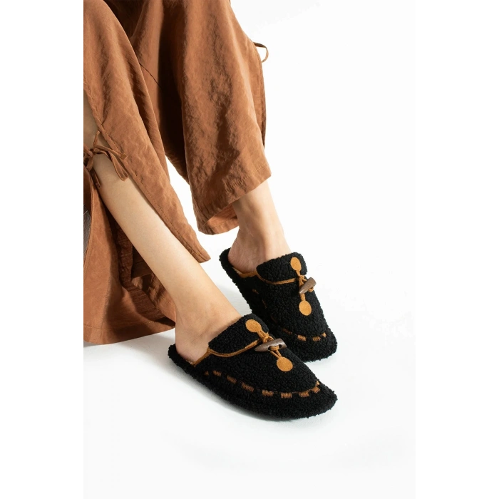 Nelly Düğmeli Detaylı Havlu Kadın Ev Terliği