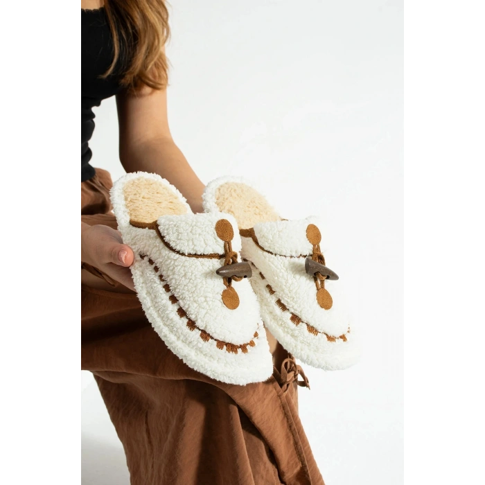 Nelly Düğmeli Detaylı Havlu Kadın Ev Terliği