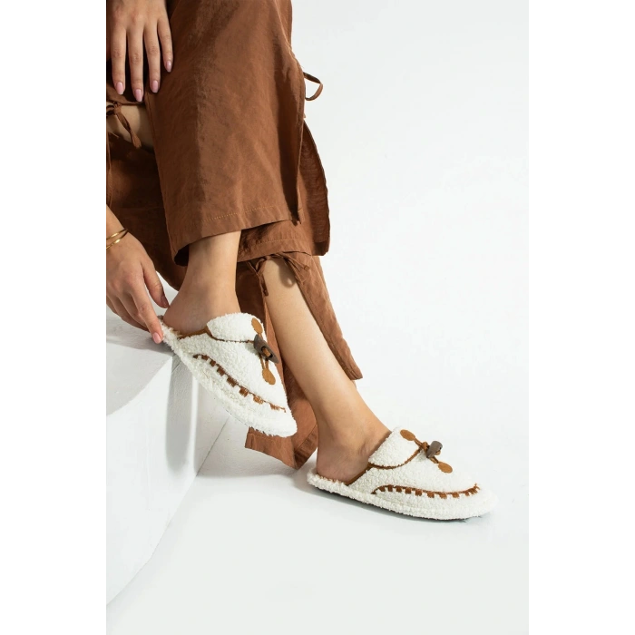 Nelly Düğmeli Detaylı Havlu Kadın Ev Terliği