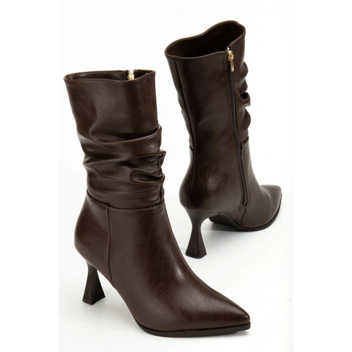 Marta Sivri Burun Körüklü Yandan Fermuarlı Kadeh Topuklu