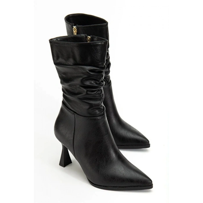 Marta Sivri Burun Körüklü Yandan Fermuarlı Kadeh Topuklu