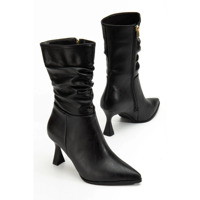 Marta Sivri Burun Körüklü Yandan Fermuarlı Kadeh Topuklu