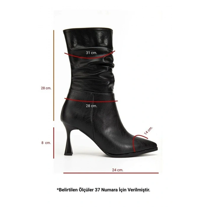 Marta Sivri Burun Körüklü Yandan Fermuarlı Kadeh Topuklu