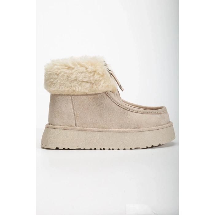 Silva Önden Fermuarlı Kürk Astarlı Kalın Taban Rahat Kadın Bot
