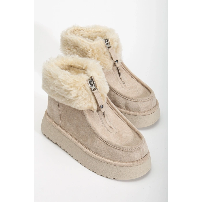 Silva Önden Fermuarlı Kürk Astarlı Kalın Taban Rahat Kadın Bot