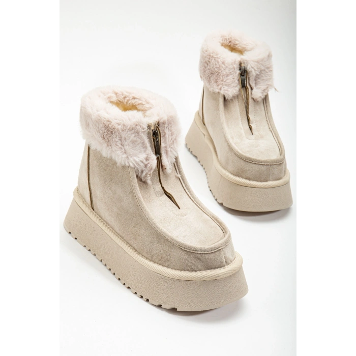Silva Önden Fermuarlı Kürk Astarlı Kalın Taban Rahat Kadın Bot