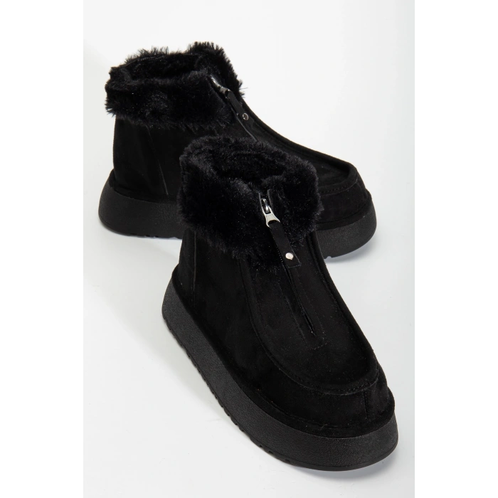 Silva Önden Fermuarlı Kürk Astarlı Kalın Taban Rahat Kadın Bot