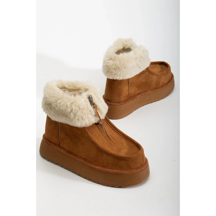 Silva Önden Fermuarlı Kürk Astarlı Kalın Taban Rahat Kadın Bot
