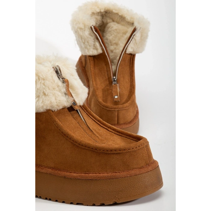 Silva Önden Fermuarlı Kürk Astarlı Kalın Taban Rahat Kadın Bot