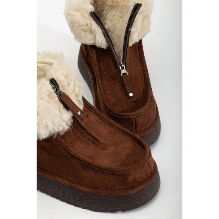 Silva Önden Fermuarlı Kürk Astarlı Kalın Taban Rahat Kadın Bot