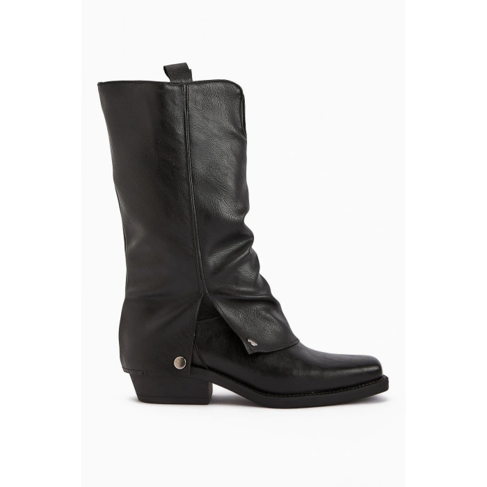 Jane Küt Burunlu Yuşak Derili Sıcak Astarlı Günlük Tarz Kadın Çizme