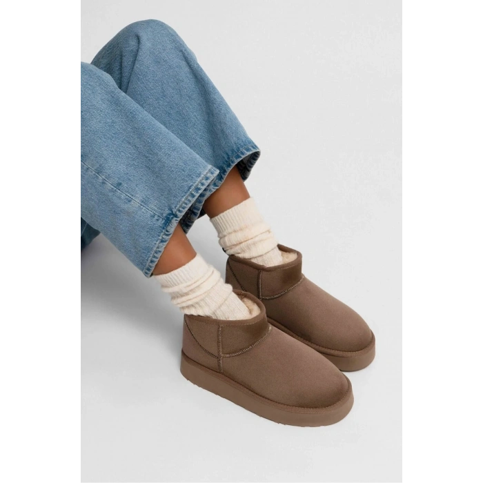 Andra Vizon Kadın Kalın Taban Süet İçi Kürklü Rahat Günlük Bot